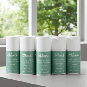 Bussani Kids Natural Deodorant Roll-On – Aluminum-Free Crystal Salt Stone with Cucumber and Aloe Vera, Gentle on Sensitive Skin, 60ml (2.02 fl oz)